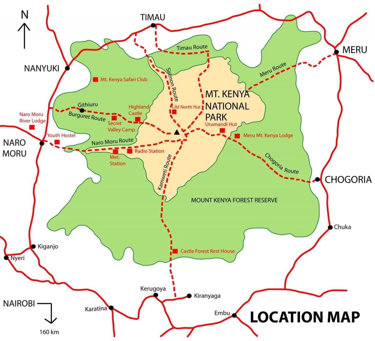mapa de la muntanya Kenya