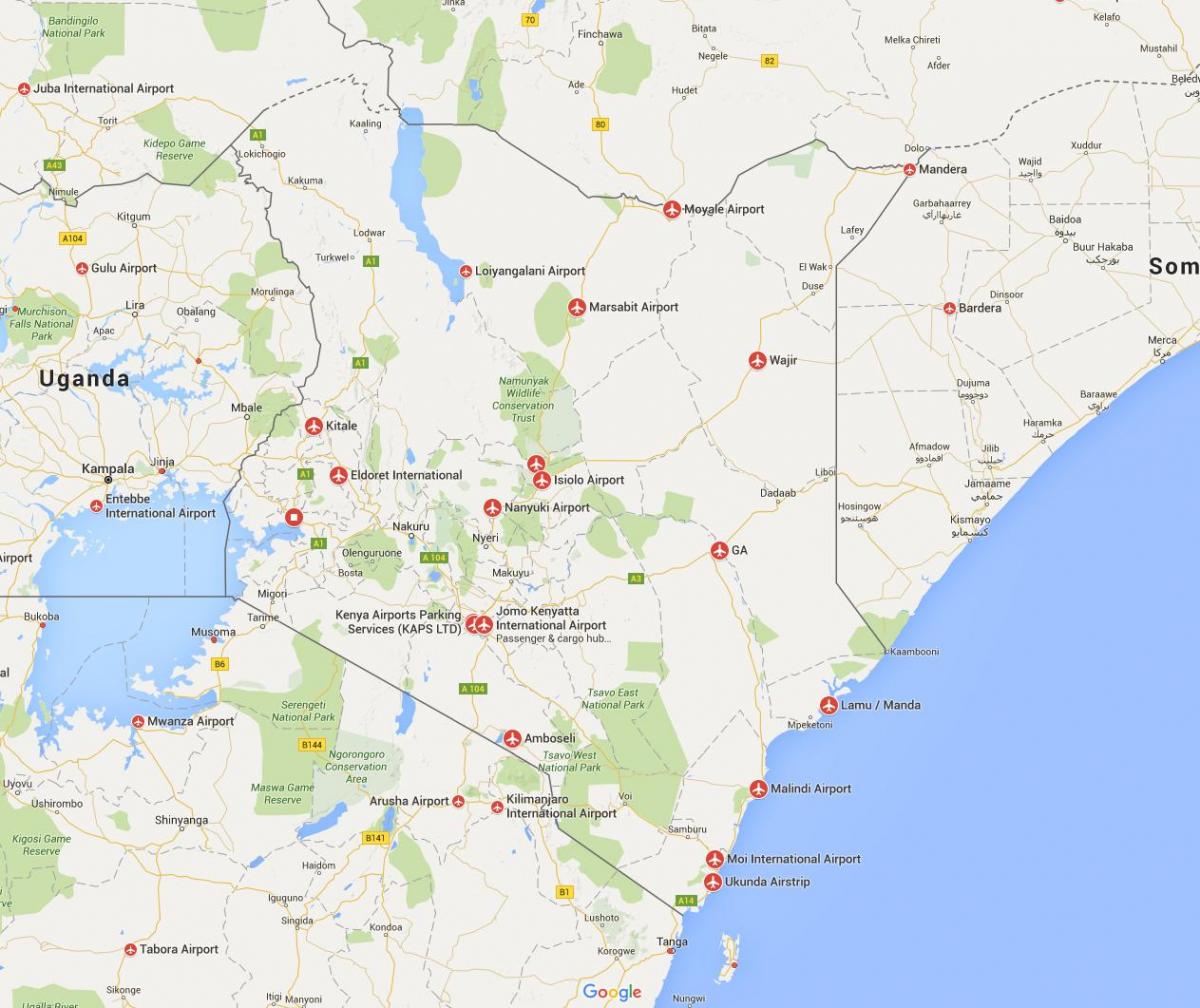mapa de Kenya airports
