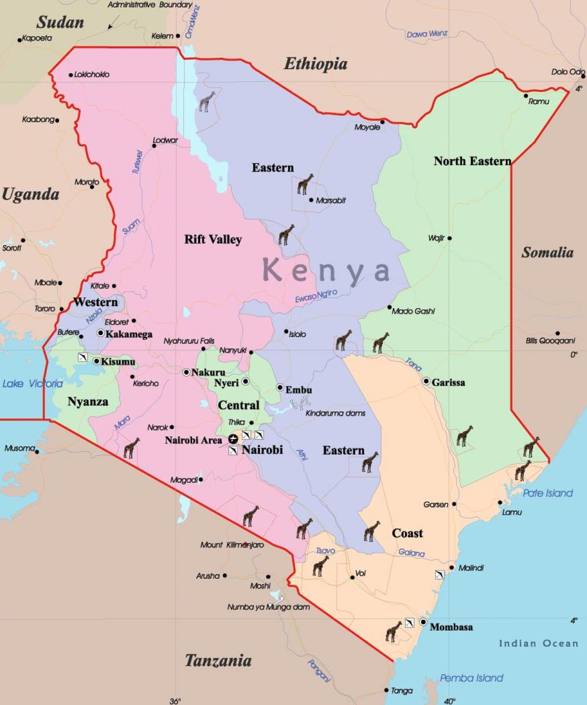 mapa de Kenya llengua