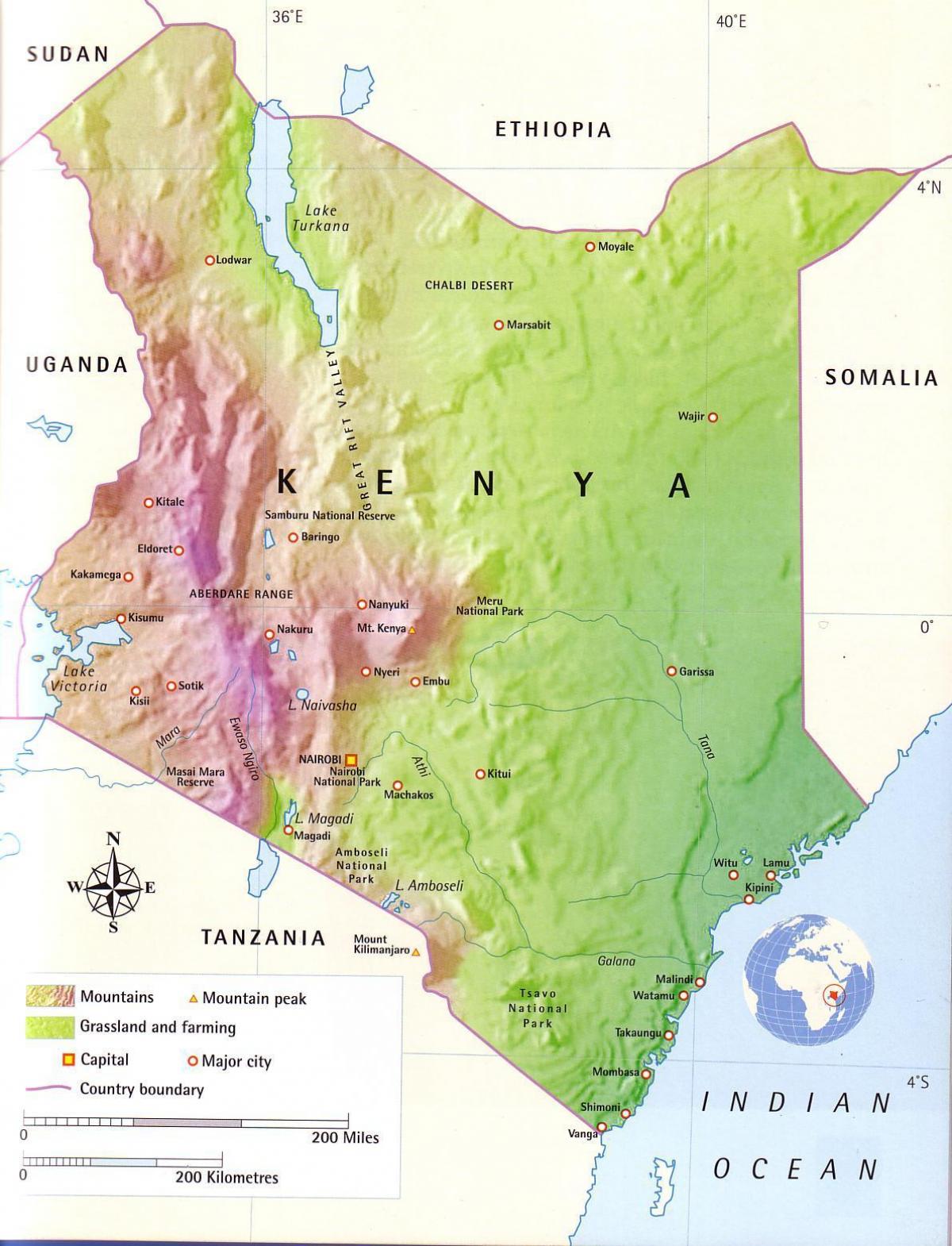 mapa muntanyes de Kenya