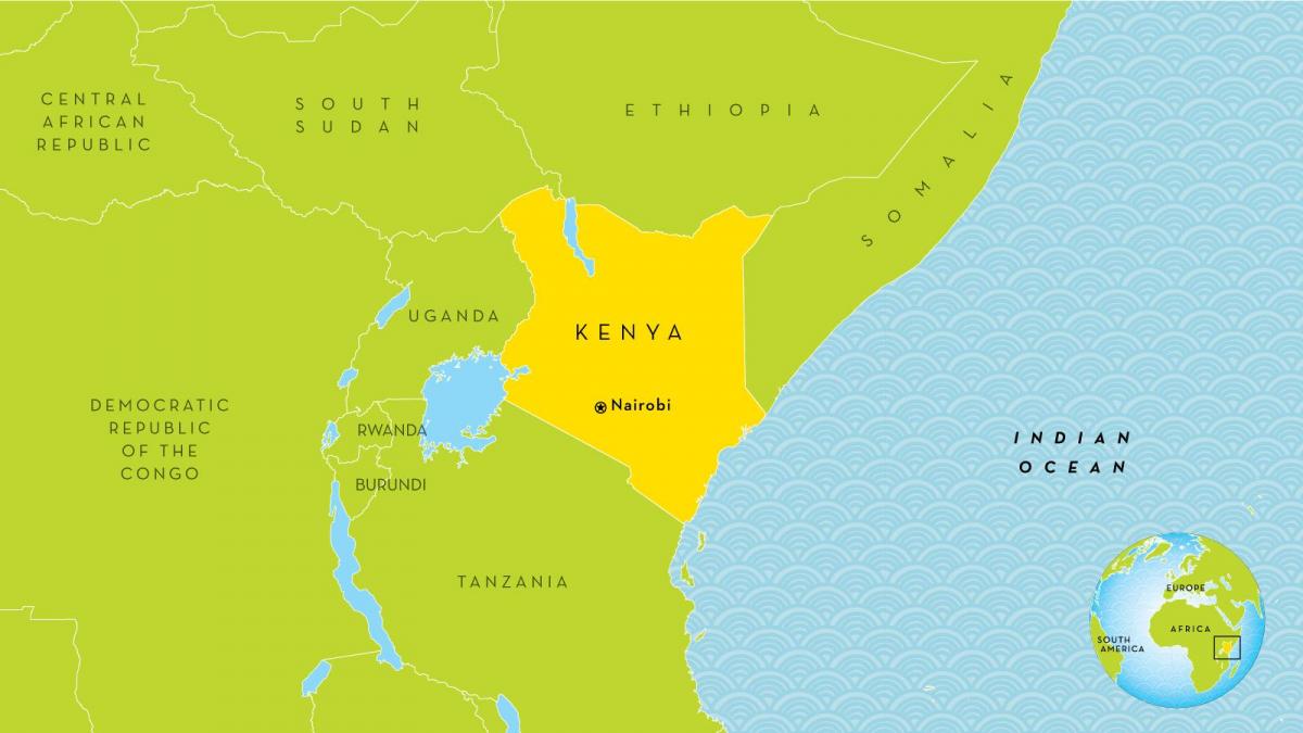 mapa de Kenya i països de l'entorn