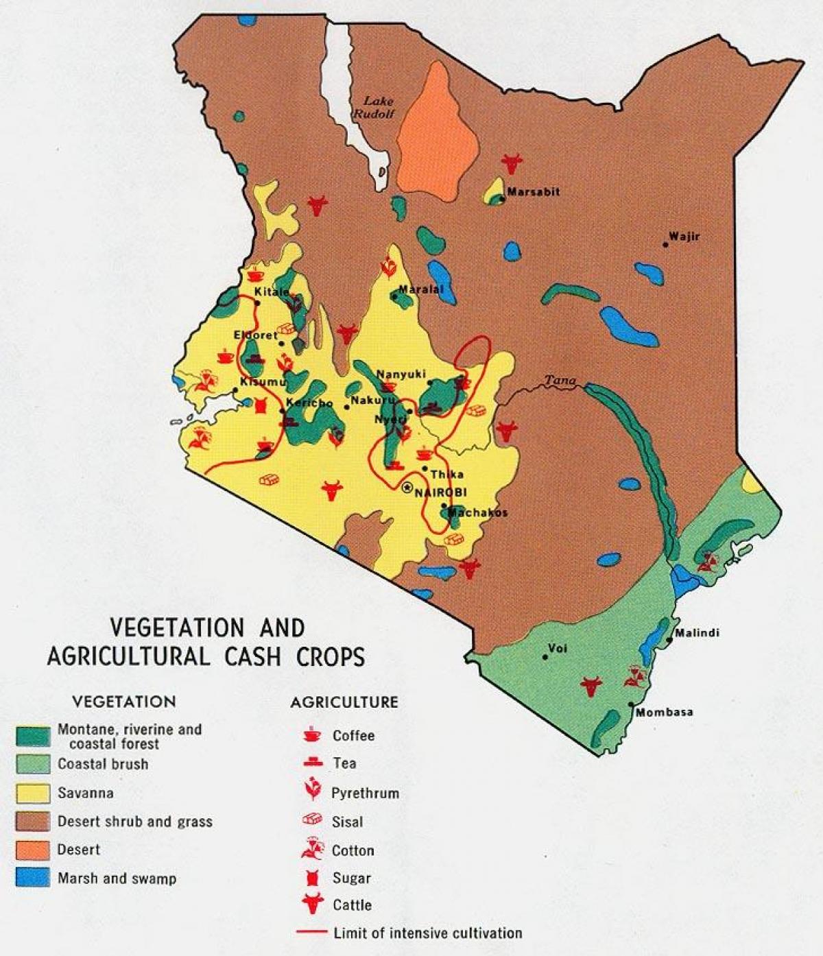 mapa de recursos naturals de Kenya