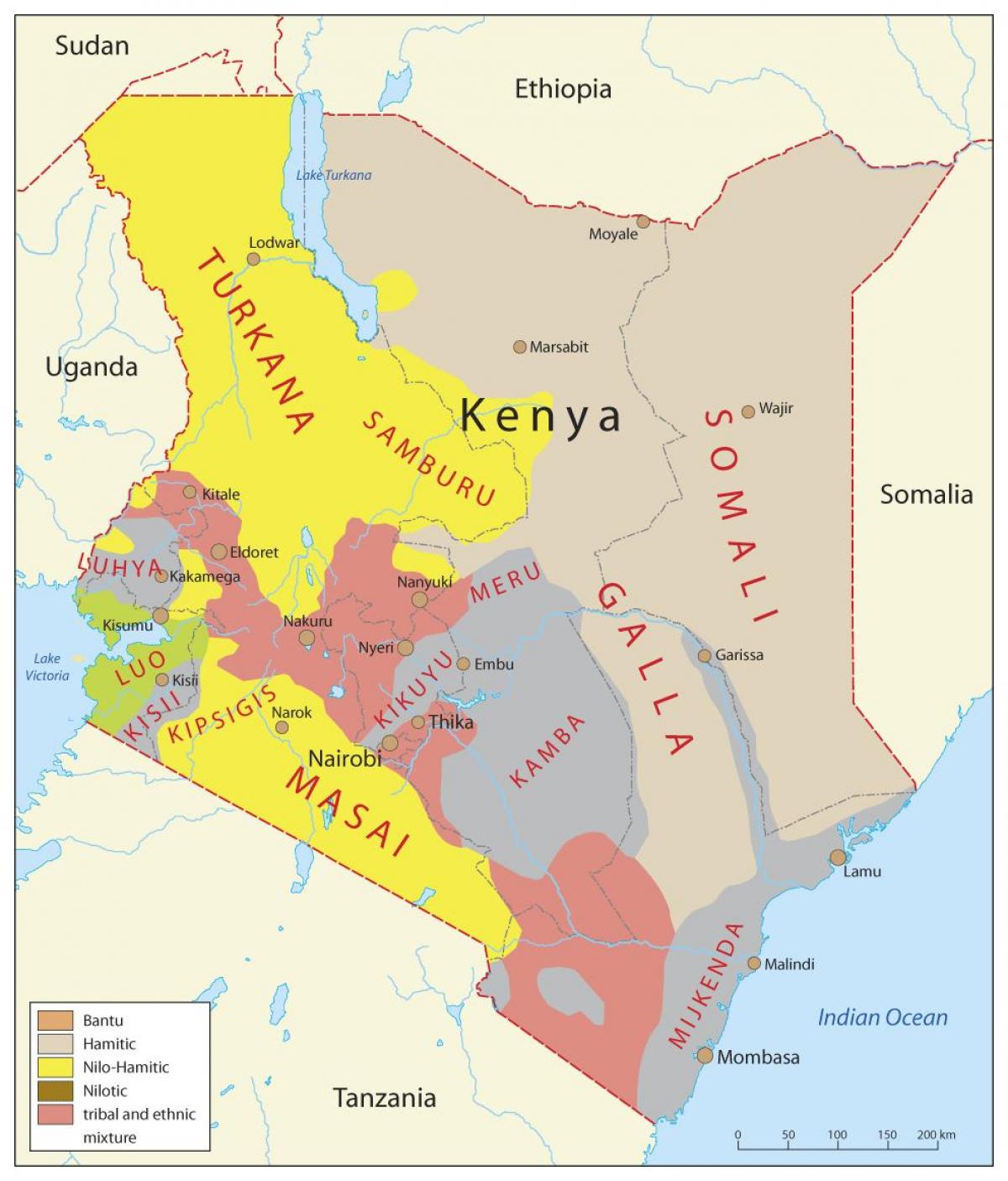 Kenya ètniques mapa
