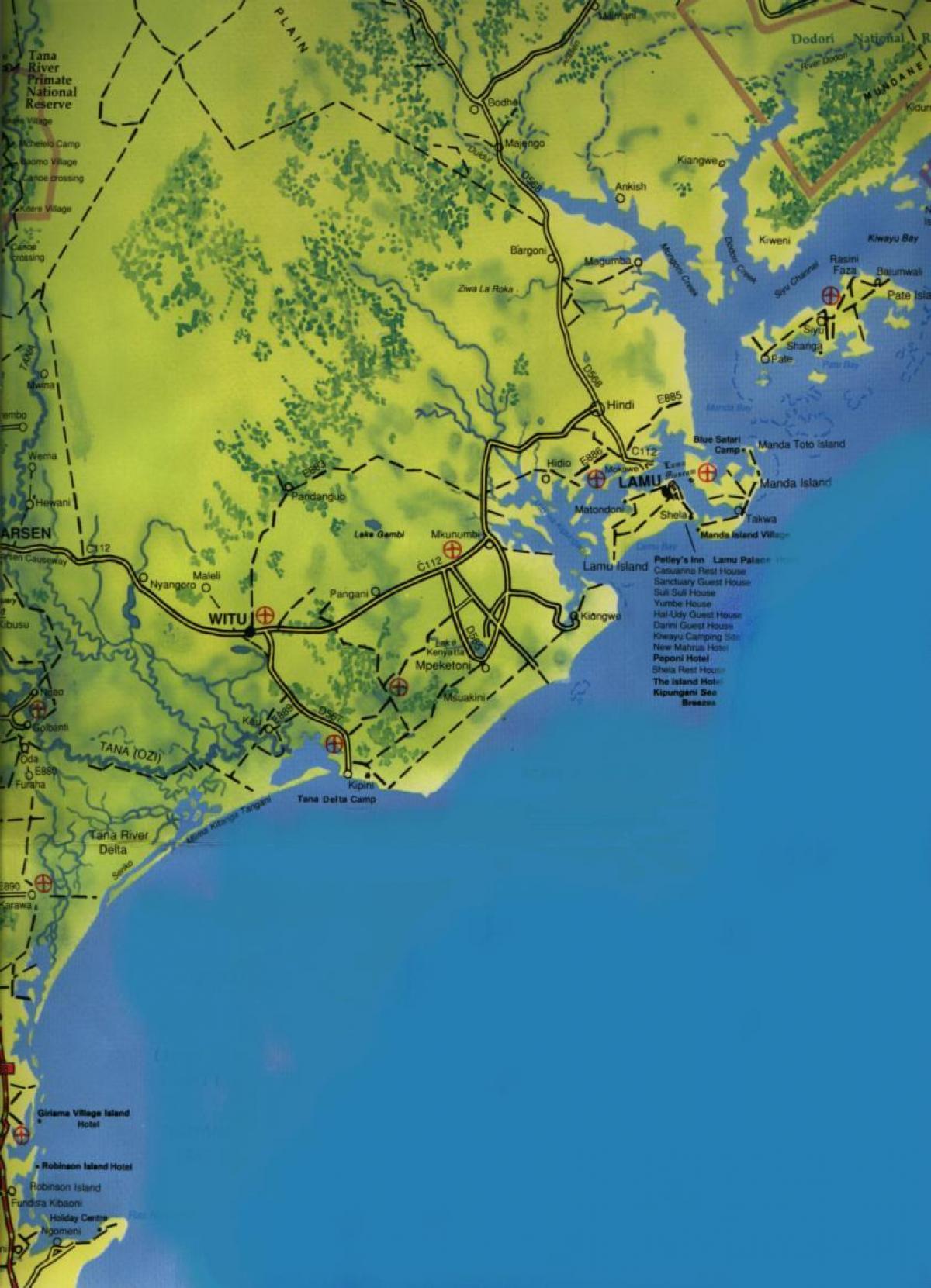 mapa de la costa sud de Kenya