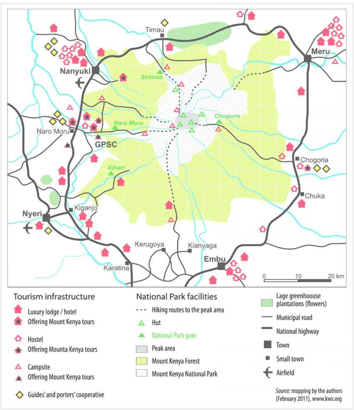 la muntanya Kenya a l'àfrica mapa