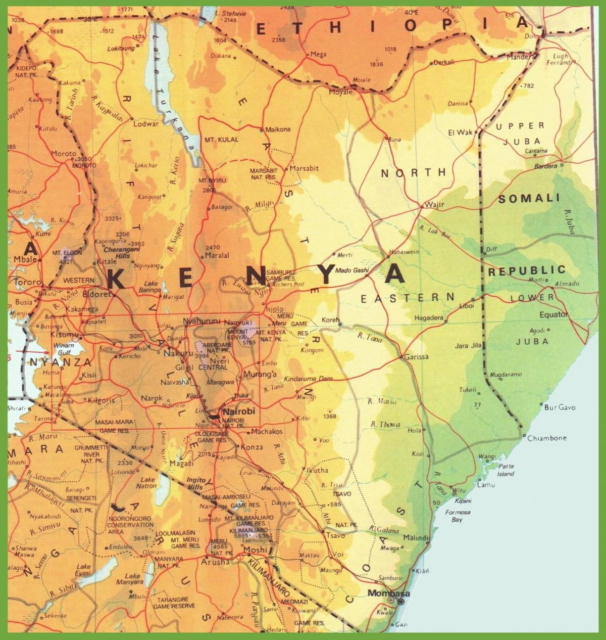Kenya xarxa viària mapa