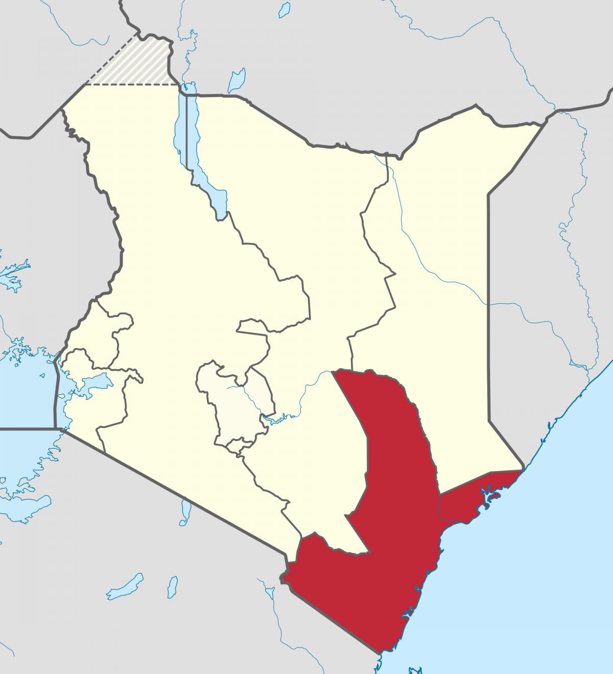 mapa de la costa de la província de Kenya