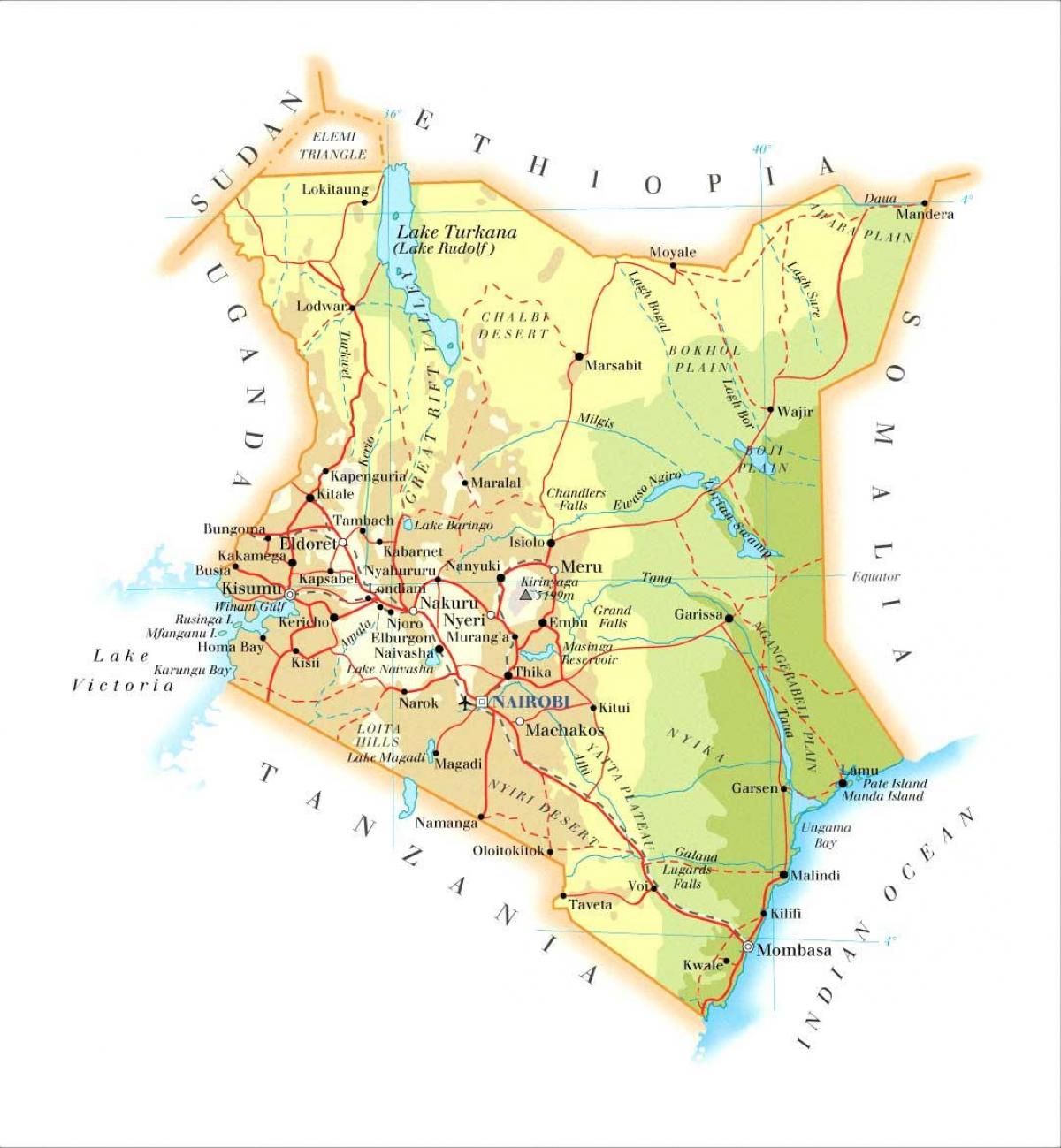 Kenya característiques físiques mapa