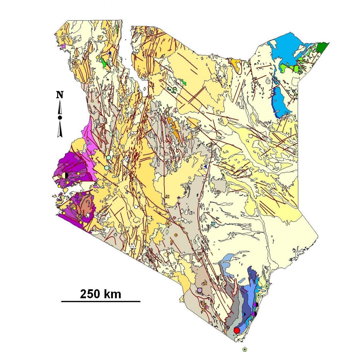 mapa del mapa geològic de Kenya