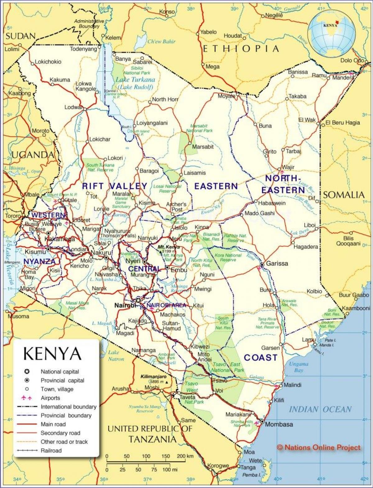 mapa internacional de Kenya