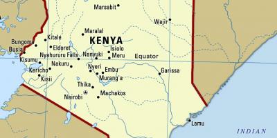 Mapa amb les ciutats de Kenya
