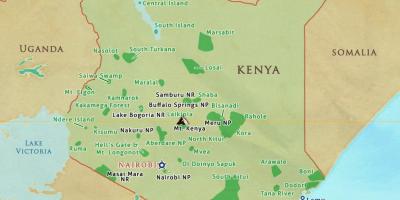 Mapa de Kenya parcs nacionals i reserves