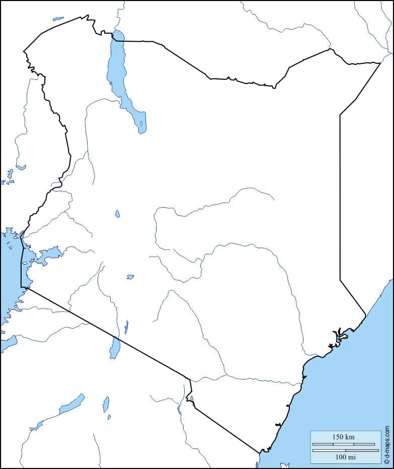 mapa d'espais en blanc mapa de Kenya