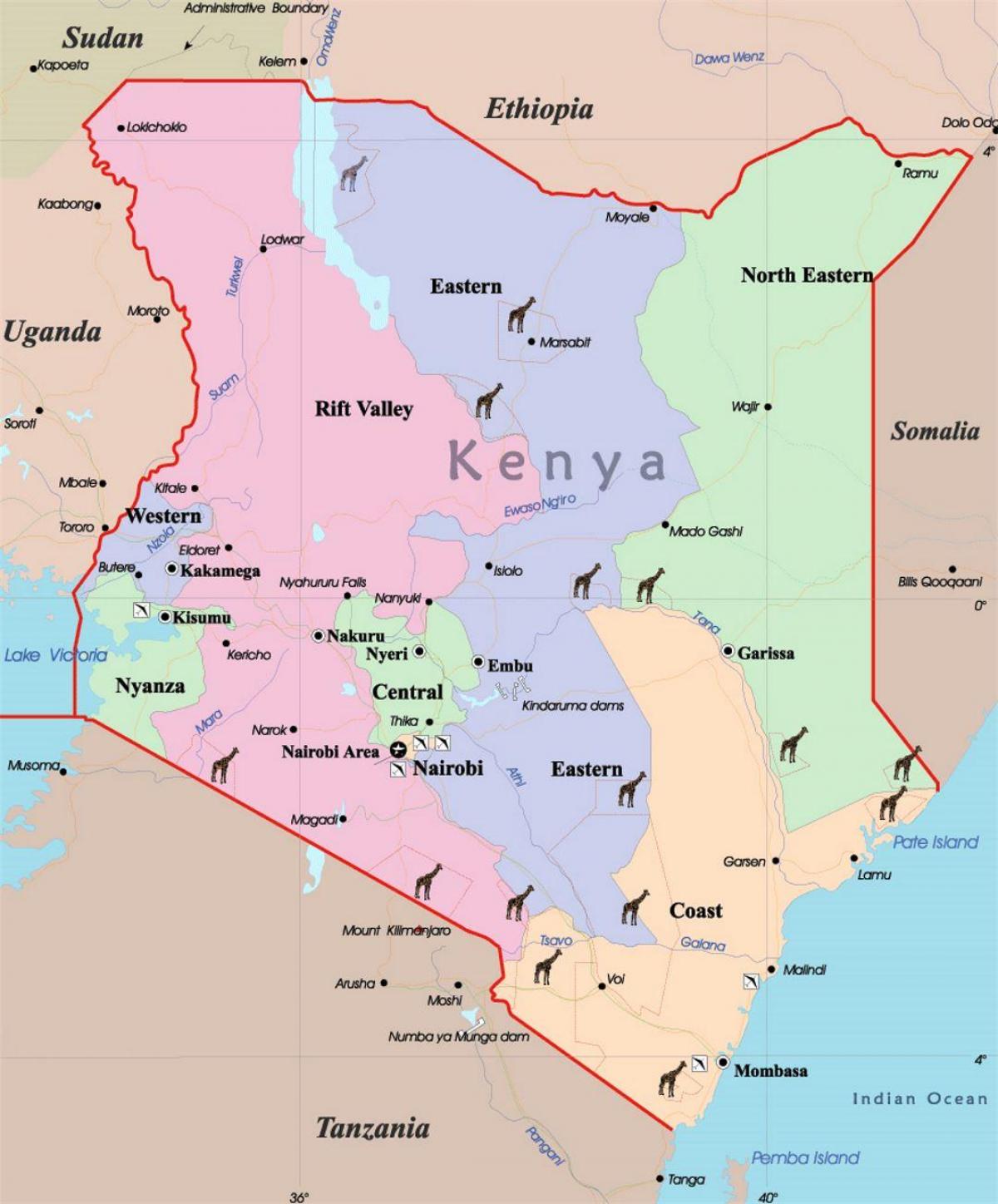 un mapa de Kenya