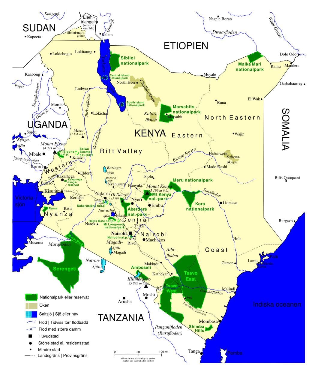 mapa de Kenya ocell