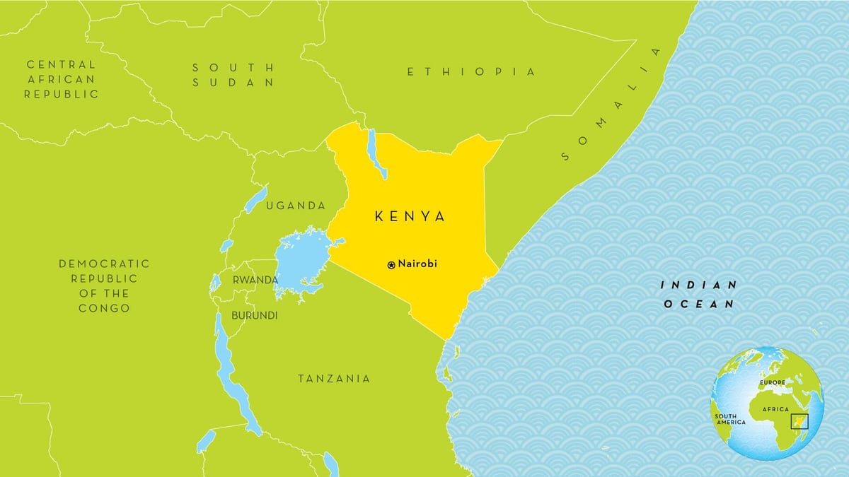 mapa de Kenya i països de l'entorn