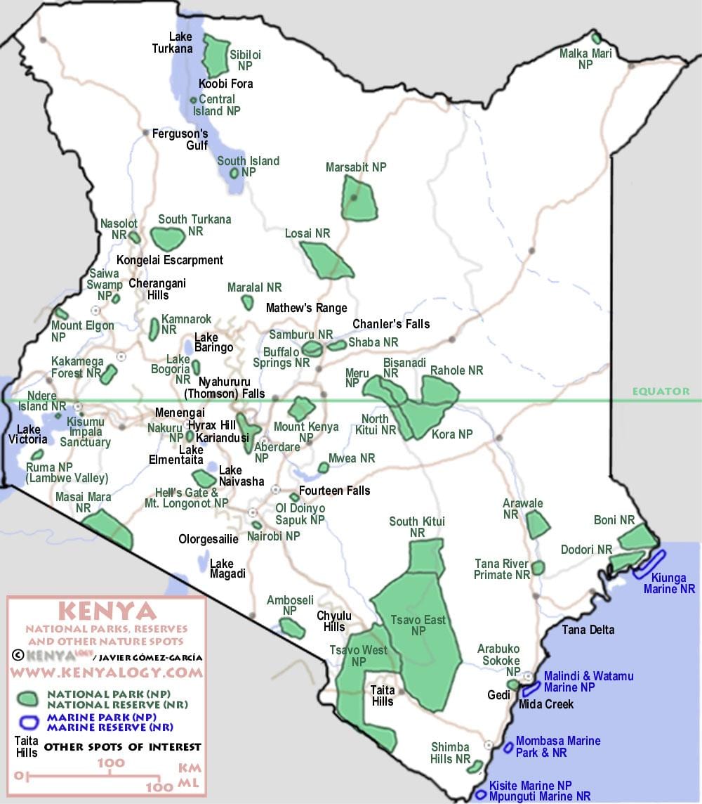 mapa de Kenya safari