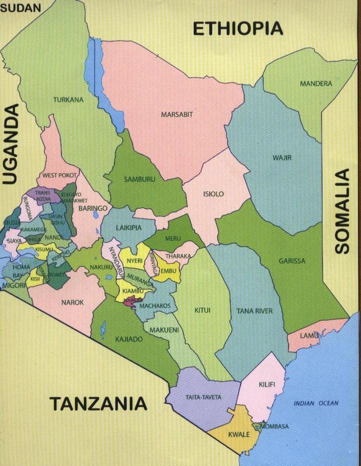nou mapa de Kenya comarques