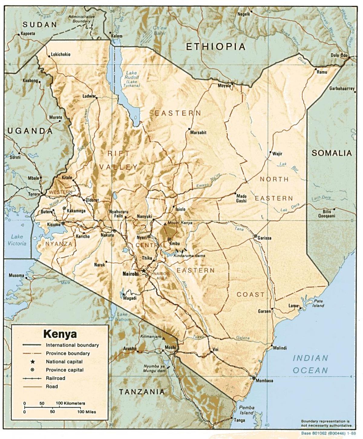 mapa de Kenya mostrant principals ciutats
