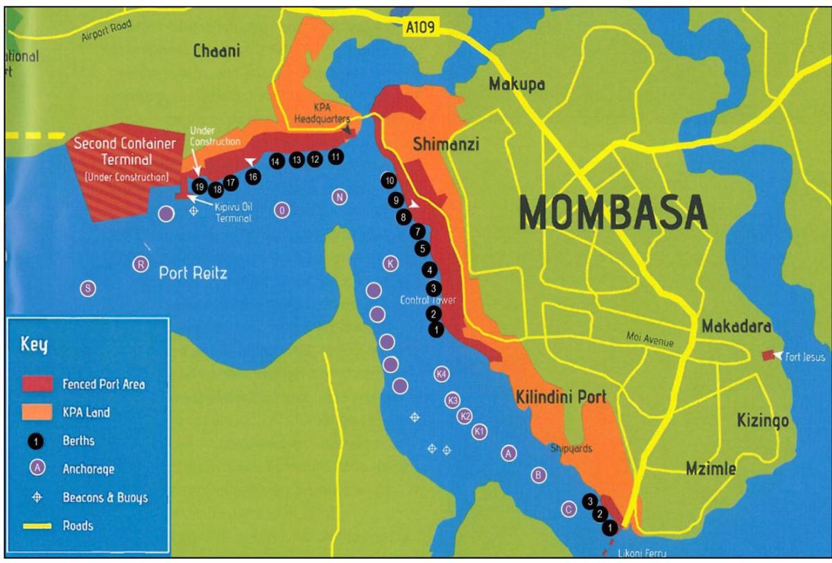 mapa de mombasa Kenya