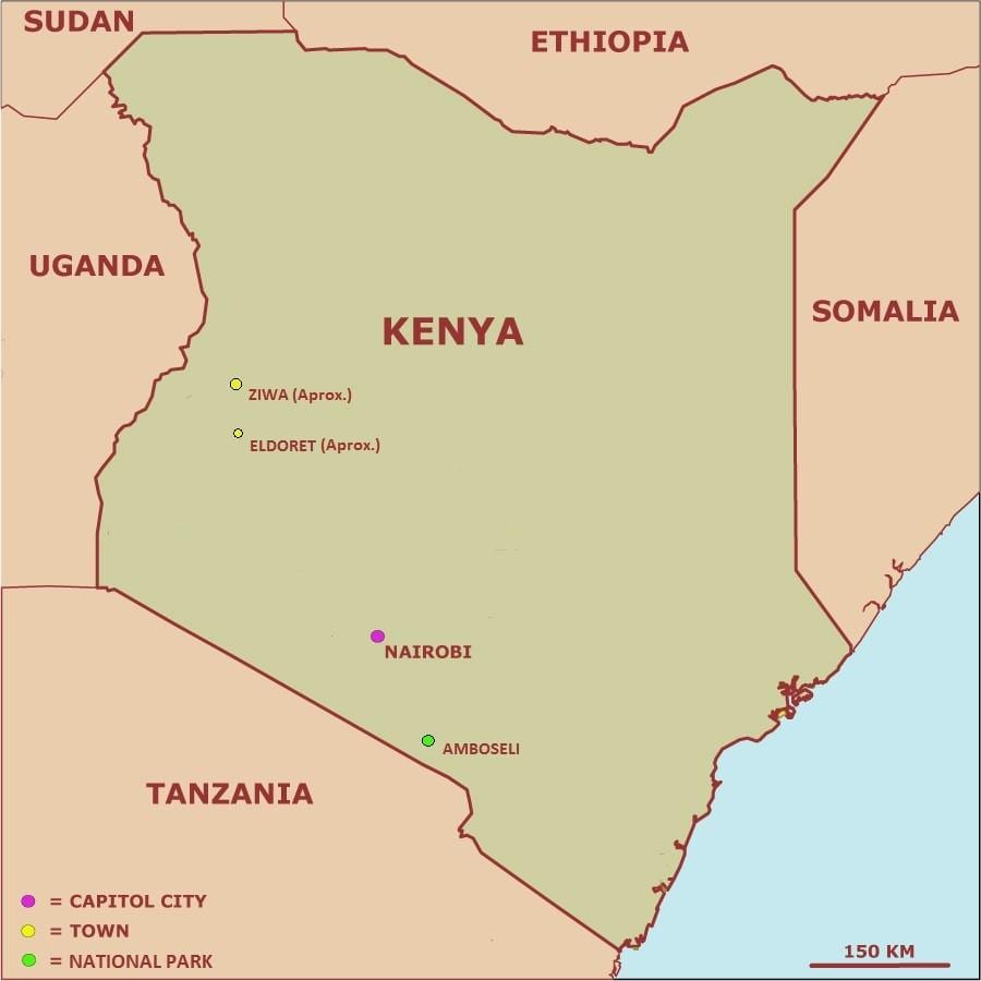 mapa de simple mapa de Kenya