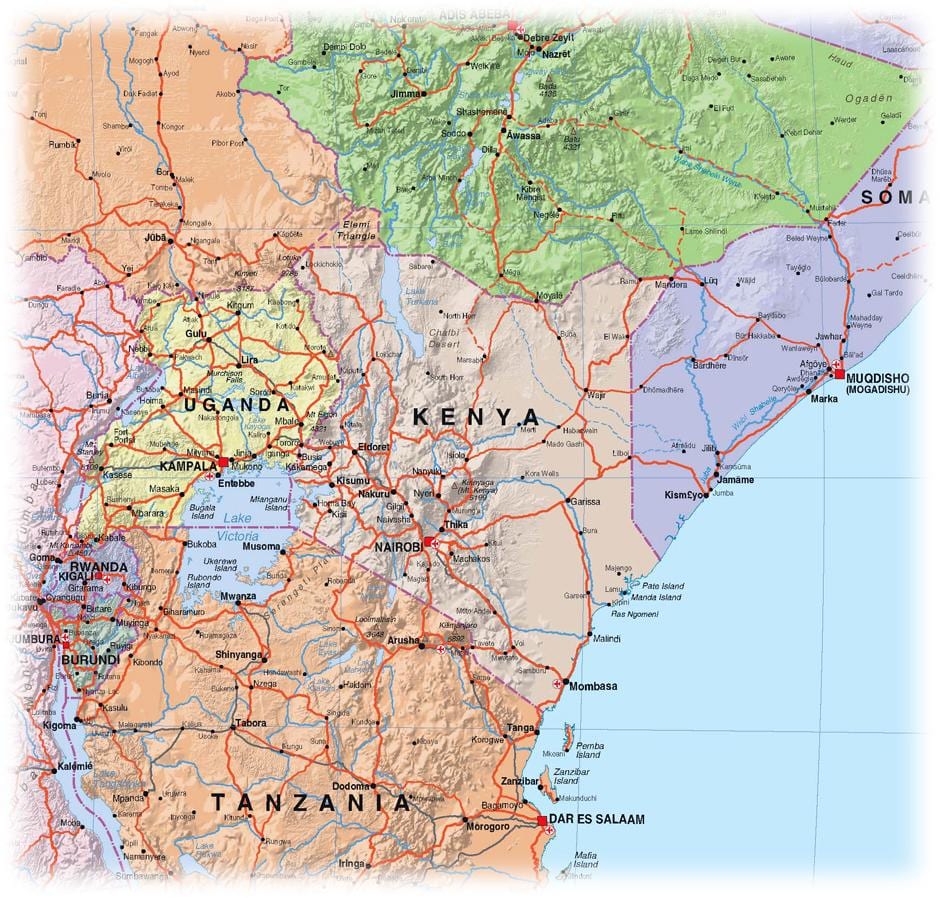 mapa de les terres altes de Kenya