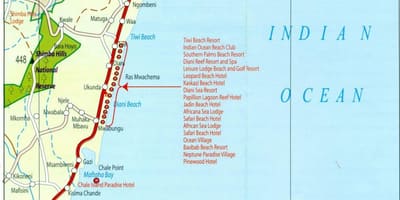 Mapa de la costa de Kenya