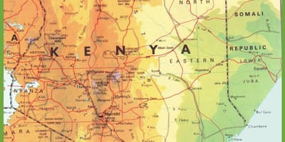 Mapa de Kenya mostrant municipis