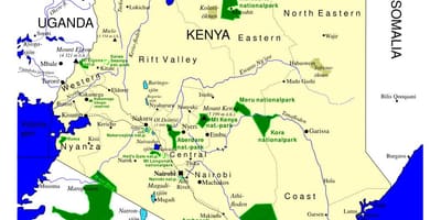 Mapa de Kenya ocell
