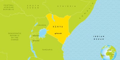 Mapa de Kenya i països de l'entorn