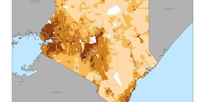 Kenya densitat de població mapa