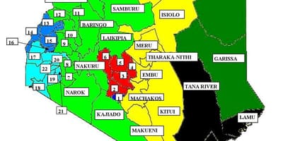 Mapa de la divisió de pumwani Kenya