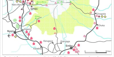 La muntanya Kenya a l'àfrica mapa