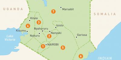 Mapa de Kenya mostrant províncies