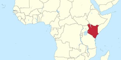 Mapa d'àfrica amb Kenya destacat