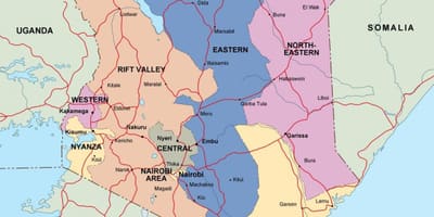 Mapa de Kenya mostrant rius
